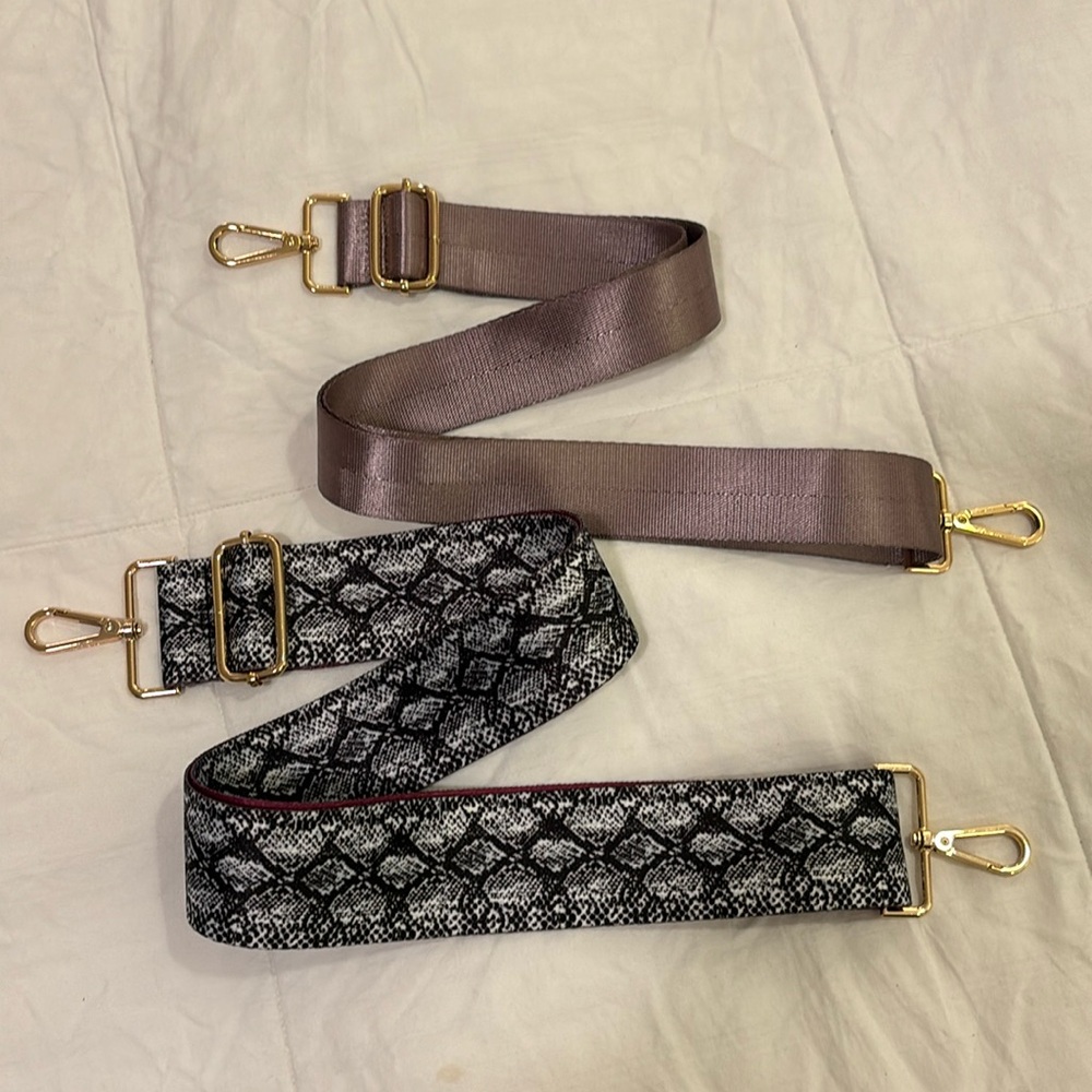KEDZIE Snake Print Bag Strap and Beige Bag Strap